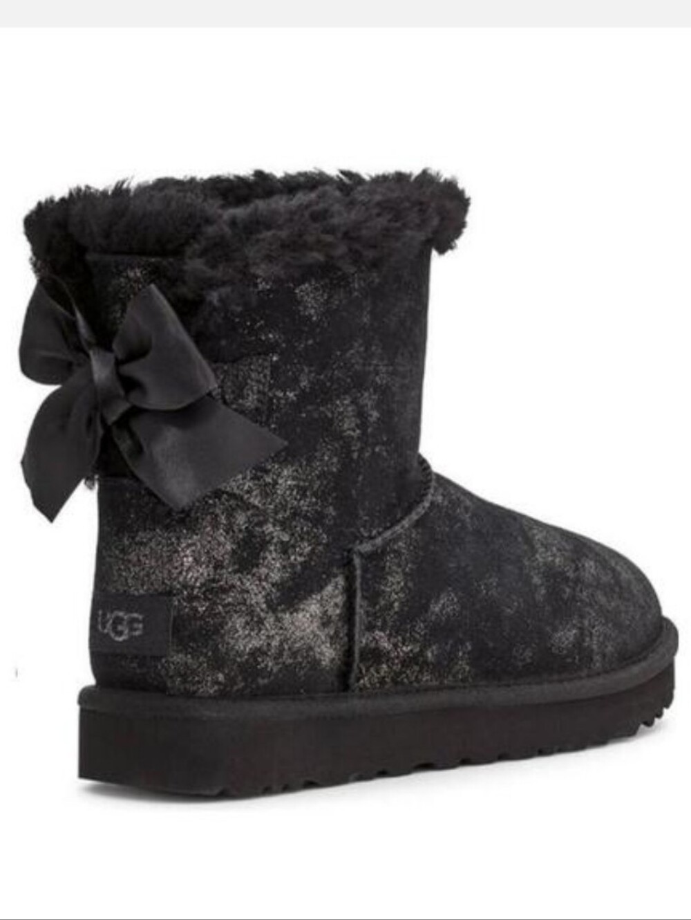 Ugg Mini Bailey Bow Shimmer Suede Boot Glitter Shearling Designer Sherpa #802